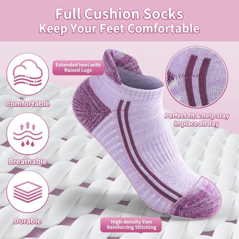 جوارب رياضية للجري للكاحل للنساء الرياضيات، جوارب رياضية مبطنة مضادة للبثور، جوارب للكاحل مريحة للجري، 5 أزواج in Kuwait