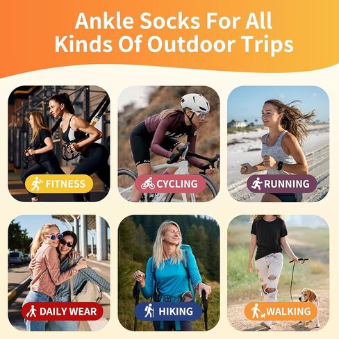 جوارب رياضية للجري للكاحل للنساء الرياضيات، جوارب رياضية مبطنة مضادة للبثور، جوارب للكاحل مريحة للجري، 5 أزواج in Kuwait