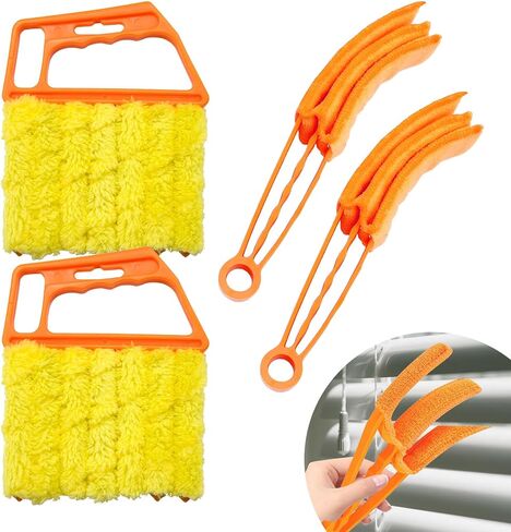 4PCS Window Venetian Blind Cleaner Duster Tool, Car Cleaning Kit, Washable 7 Fingers Dusting and Air Vent Cleaner, Hand-Held Window Shutter Air Conditioner Duster for Wood Blinds Fans Vents in Saudi Arabia