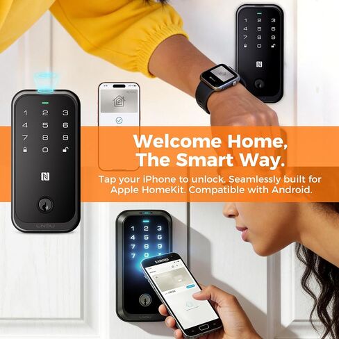 قفل ذكي واي فاي مع مفتاح Apple Home، لا حاجة إلى محور، قفل الباب الأمامي للدخول بدون مفتاح ببصمة الإصبع، لوحة المفاتيح Deadbolt، التحكم في التطبيق، قفل تلقائي، دبوس مضاد للزقزقة، درجة BHMA 3، متوافق مع Alexa، دعم الهاتف الأمريكي in Kuwait