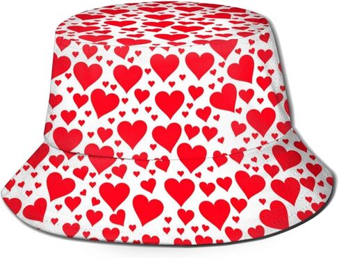 Valentine's Day Cap Heart Bucket Hats Heart Shaped Unique Design hat Beach Sun Proctection Hat for Women Men in Saudi Arabia