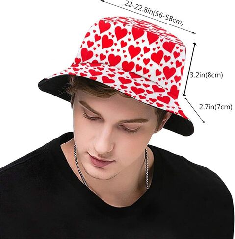 Valentine's Day Cap Heart Bucket Hats Heart Shaped Unique Design hat Beach Sun Proctection Hat for Women Men in Saudi Arabia