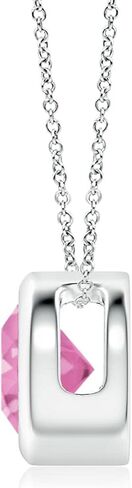 Angara Natural Pink Sapphire Solitaire Pendant for Women | Bezel-Set Round Pink Sapphire Solitaire Pendant in 14K Solid Gold/Platinum With 18" Chain | Birthday, Anniversary, Gemstone Jewelry Gift in Saudi Arabia