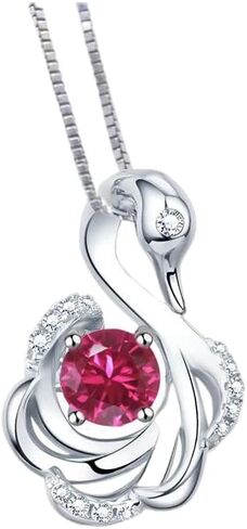 قلادة الماس بجعة الأحجار الكريمة - 18KGP @ 925 من الفضة الاسترليني قلادة الأحجار الكريمة المستديرة من الذهب الأبيض على شكل طائر سلسلة قابلة للتعديل 16 "~ 20" in Kuwait