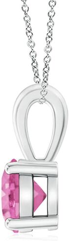 Angara Natural Pink Sapphire Solitaire Pendant for Women | Round Pink Sapphire Solitaire Pendant Necklace in 14K Solid Gold/Silver/Platinum With 18" Chain | Birthday, Gemstone Jewelry Gift in Saudi Arabia
