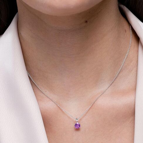 Angara Natural Pink Sapphire Solitaire Pendant for Women | Round Pink Sapphire Solitaire Pendant Necklace in 14K Solid Gold/Silver/Platinum With 18" Chain | Birthday, Gemstone Jewelry Gift in Saudi Arabia