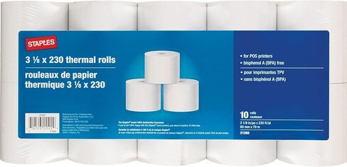 Staples Thermal Cash Register/Pos Rolls 3 1/8-Inch X 230-Ft 10/Pack, For Office, School & Home in Saudi Arabia