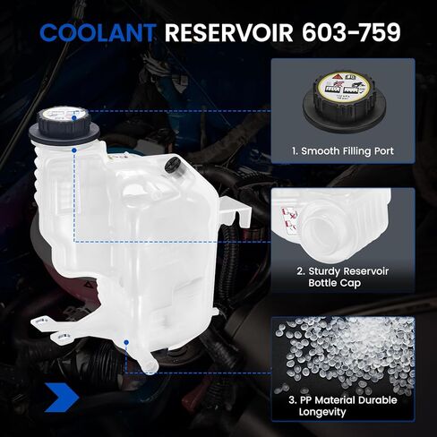 Engine Coolant Reservoir Tank 603-759 Compatible with 2010-2016 Land Rover LR4 2006-2013 Land Rover Range Rover Sport 2005-2009 Land Rover LR3 Replace PCF500011 PCF500013 PCF500014 PCD500030 in Saudi Arabia