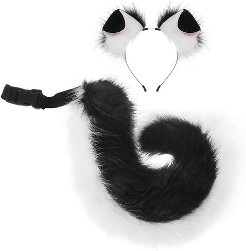 Fox Ears and Tail Set, Furry Animal Cosplay Accessories, Plush Headband & Adjustable Tail Anime Costume Parties in Saudi Arabia