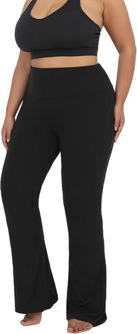 Plus Size Women's Super Soft High Waisted Flare Pants, Leggings Tummy Control Soft Bootleg Bell Bottoms Cycling in Saudi Arabia