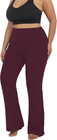 Plus Size Women's Super Soft High Waisted Flare Pants, Leggings Tummy Control Soft Bootleg Bell Bottoms Cycling in Saudi Arabia