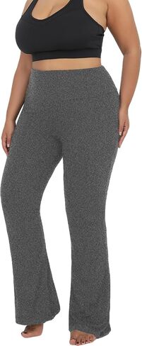 Plus Size Women's Super Soft High Waisted Flare Pants, Leggings Tummy Control Soft Bootleg Bell Bottoms Cycling in Saudi Arabia