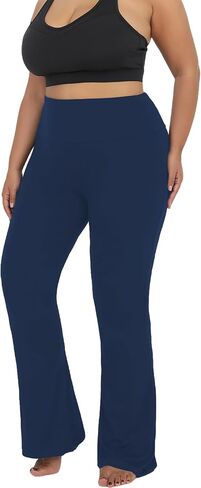 Plus Size Women's Super Soft High Waisted Flare Pants, Leggings Tummy Control Soft Bootleg Bell Bottoms Cycling in Saudi Arabia