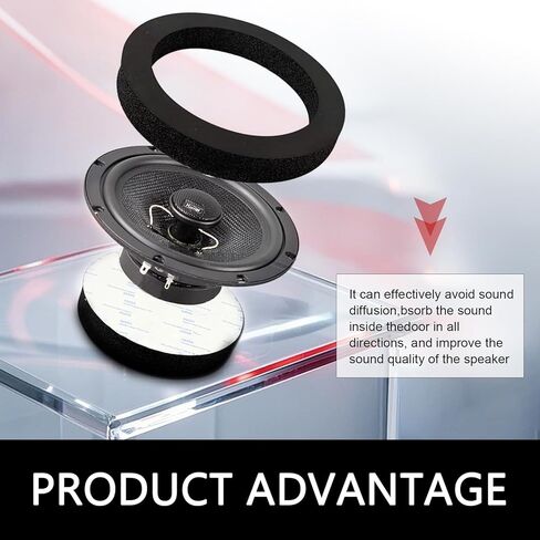 4 PCS Speaker Foam Enhancer, 6.5" Self-adhesive Slow Rebound Speaker Gasket, 5.5" ID 7.6" OD Enhanced Stereo Sound Modification Accessory, Universal for Cars (Black) in Saudi Arabia