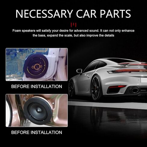 4 PCS Speaker Foam Enhancer, 6.5" Self-adhesive Slow Rebound Speaker Gasket, 5.5" ID 7.6" OD Enhanced Stereo Sound Modification Accessory, Universal for Cars (Black) in Saudi Arabia