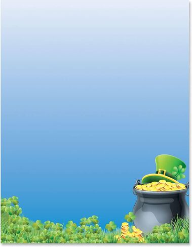 PaperDirect Dancing Clover Border Papers, Saint Patrick’s Day Stationery with Green Clover Border and Faded Clover Background, 8.5 x 11, Acid-Free, Ideal for Flyers, Invites, Cards, 25 Sheets in Saudi Arabia