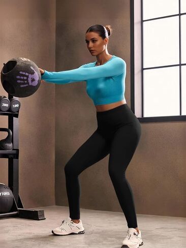 High Waisted Leggings for Women Tummy Control Yoga Pants for Workout Running Athletic Black M in Saudi Arabia