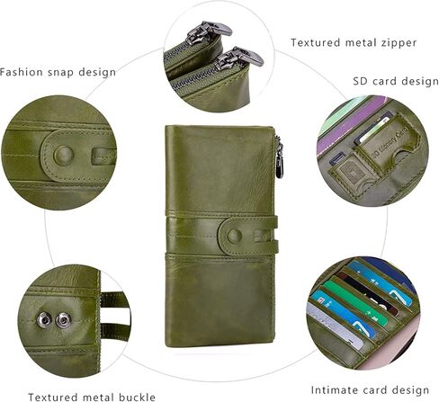 myfriday Women's RFID Blocking Genuine Leather Wallet, Bifold Long Clutch Wallet Money Clips Ladies Card Holder Purse in Saudi Arabia