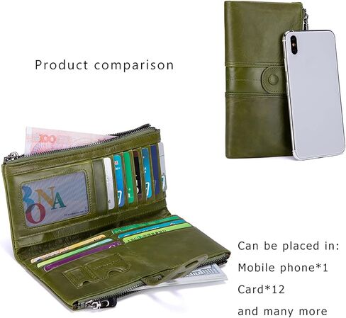 myfriday Women's RFID Blocking Genuine Leather Wallet, Bifold Long Clutch Wallet Money Clips Ladies Card Holder Purse in Saudi Arabia