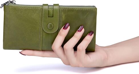 myfriday Women's RFID Blocking Genuine Leather Wallet, Bifold Long Clutch Wallet Money Clips Ladies Card Holder Purse in Saudi Arabia
