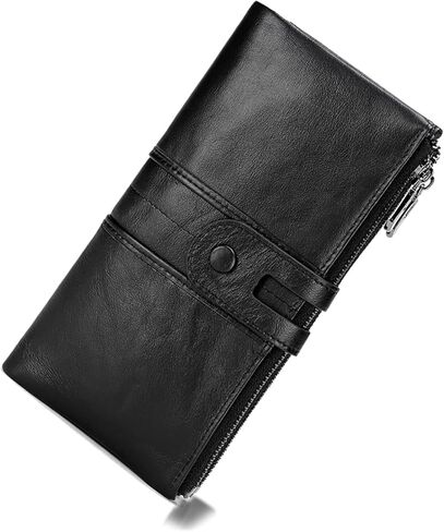 myfriday Women's RFID Blocking Genuine Leather Wallet, Bifold Long Clutch Wallet Money Clips Ladies Card Holder Purse in Saudi Arabia