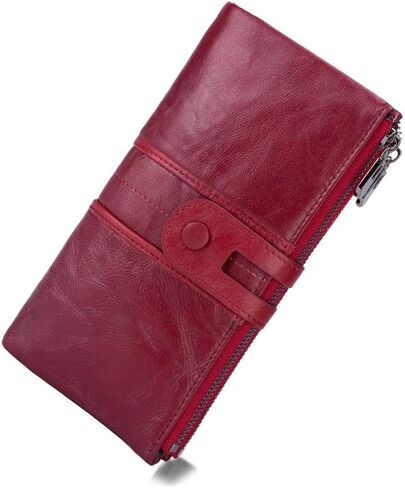 myfriday Women's RFID Blocking Genuine Leather Wallet, Bifold Long Clutch Wallet Money Clips Ladies Card Holder Purse in Saudi Arabia