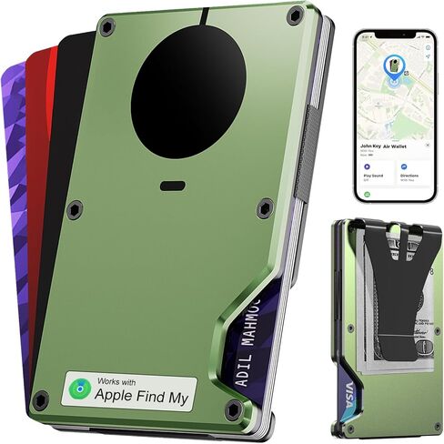 محفظة هوائية للرجال: شريحة Airtag مدمجة وابحث عن محفظتي النحيفة المتوافقة، حامل بطاقات بسيط يحجب RFID مع مشبك نقود قابل للفصل، محفظة تتبع مضادة للسرقة، أسود in Kuwait