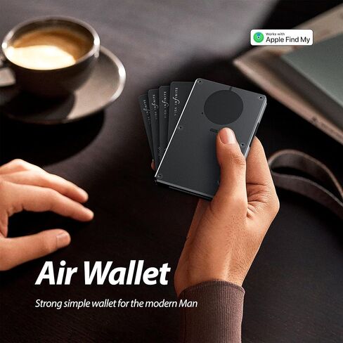 محفظة هوائية للرجال: شريحة Airtag مدمجة وابحث عن محفظتي النحيفة المتوافقة، حامل بطاقات بسيط يحجب RFID مع مشبك نقود قابل للفصل، محفظة تتبع مضادة للسرقة، أسود in Kuwait