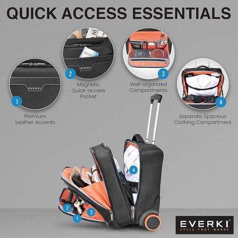 حزمة السفر الاحترافية من EVERKI: حقيبة كمبيوتر محمول خفيفة الوزن مقاس 16 بوصة ومكعبات تعبئة قابلة للضغط سعة 18.2 لتر (عبوة من 3 قطع) - تصميم متين ومناسب للسفر للعمل ورحلات العمل - برتقالي + أسود in Saudi Arabia