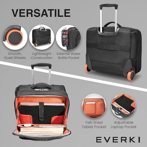 حزمة السفر الاحترافية من EVERKI: حقيبة كمبيوتر محمول خفيفة الوزن مقاس 16 بوصة ومكعبات تعبئة قابلة للضغط سعة 18.2 لتر (عبوة من 3 قطع) - تصميم متين ومناسب للسفر للعمل ورحلات العمل - برتقالي + أسود in Saudi Arabia