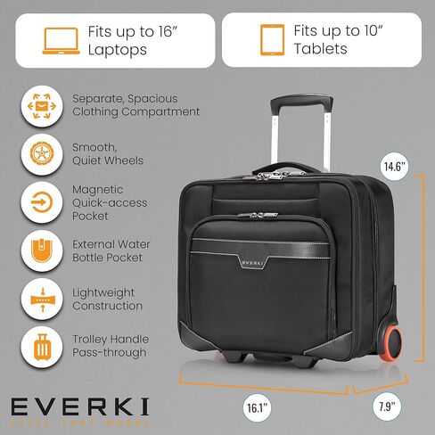 حزمة السفر الاحترافية من EVERKI: حقيبة كمبيوتر محمول خفيفة الوزن مقاس 16 بوصة ومكعبات تعبئة قابلة للضغط سعة 18.2 لتر (عبوة من 3 قطع) - تصميم متين ومناسب للسفر للعمل ورحلات العمل - برتقالي + أسود in Saudi Arabia