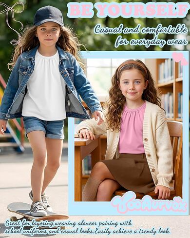 3 Pack Girls Pleated T Shirts Kids Short Sleeve Summer Casual Tops 5-14 Years Crewneck Kids Loose Tees in Saudi Arabia