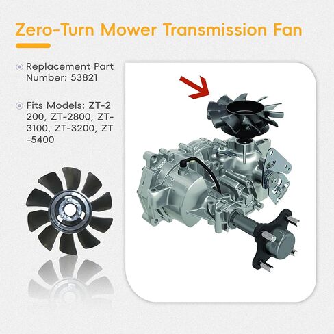 مروحة نقل بديلة مقاس 7 بوصات ذات 10 شفرات 53821 تناسب Hydro Gear، Ariens، Gravely، Scag Liberty Z، Bad Boy MZ، Hustler Raptor XDX Zero-Turn Mower in Saudi Arabia