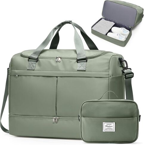 حقيبة سفر كبيرة من القماش الخشن، حقيبة عطلة نهاية الأسبوع للنساء مع حجرة للأحذية وحقيبة أدوات الزينة، حقيبة حمل طوال الليل للسفر وصالة الألعاب الرياضية والمستشفى والأعمال التجارية، أزرق الطاووس in Kuwait