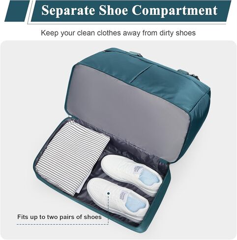Large Travel Duffel Bag, Weekender Bag for Women with Shoe Compartment & Toiletry Bag, Overnight Carry on Bag for Travel, Gym, Hospital, Business,Peacock Blue in Saudi Arabia