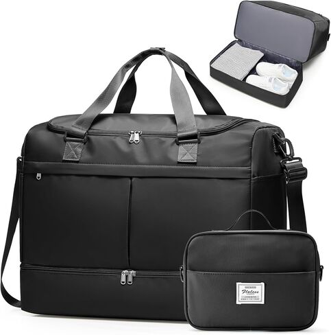 Large Travel Duffel Bag, Weekender Bag for Women with Shoe Compartment & Toiletry Bag, Overnight Carry on Bag for Travel, Gym, Hospital, Business,Peacock Blue in Saudi Arabia
