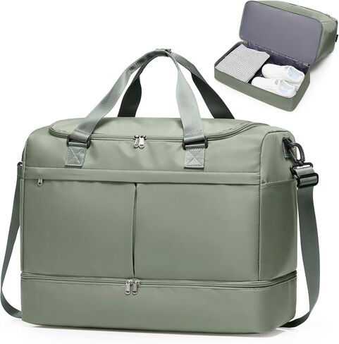 Large Travel Duffel Bag, Weekender Bag for Women with Shoe Compartment & Toiletry Bag, Overnight Carry on Bag for Travel, Gym, Hospital, Business,Peacock Blue in Saudi Arabia