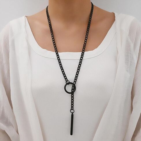 قلادات سلسلة منزلقة للنساء، قلادة على شكل حرف O من الفولاذ المقاوم للصدأ قابلة للتعديل، قلادة على شكل حرف Y، قلادة على شكل حرف Y على الطراز القوطي الشرير للنساء in Kuwait