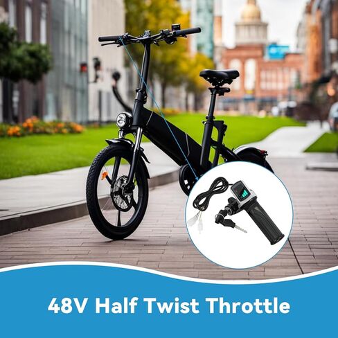 48V Half Twist Throttle Ebike with Ignition Key Lock and LED Display Replacement for Electric Bike Motorcycle Electric Scooter, 3 Pin E Bike Throttle Grip for Mountain Bike Bicycle Parts in Saudi Arabia