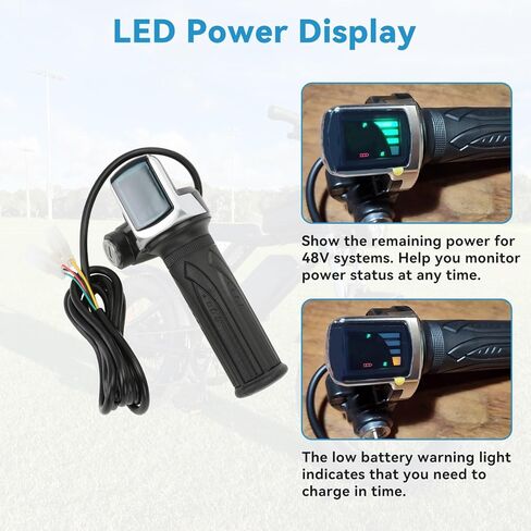 48V Half Twist Throttle Ebike with Ignition Key Lock and LED Display Replacement for Electric Bike Motorcycle Electric Scooter, 3 Pin E Bike Throttle Grip for Mountain Bike Bicycle Parts in Saudi Arabia