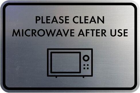 Classic Framed Please Clean Microwave After Use Sign (Brushed Silver) - Small in Saudi Arabia