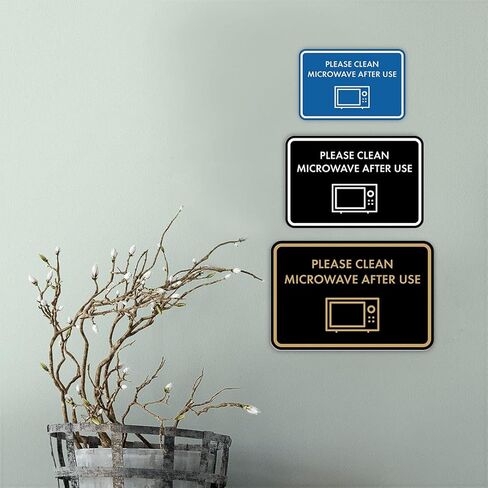 Classic Framed Please Clean Microwave After Use Sign (Brushed Silver) - Small in Saudi Arabia