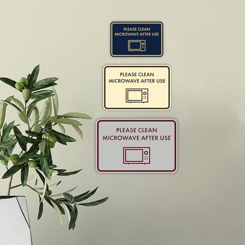 Classic Framed Please Clean Microwave After Use Sign (Brushed Silver) - Small in Saudi Arabia