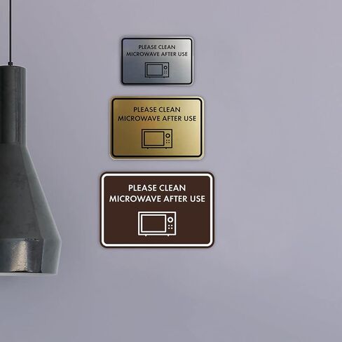 Classic Framed Please Clean Microwave After Use Sign (Brushed Silver) - Small in Saudi Arabia