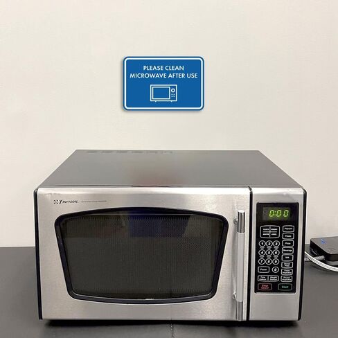 Classic Framed Please Clean Microwave After Use Sign (Brushed Silver) - Small in Saudi Arabia