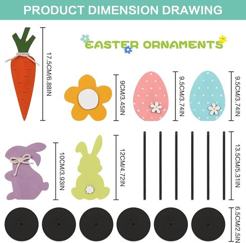 6PCS Wooden Easter Decorations, Spring Bunny Rabbit Egg Flower Table Sign, for Home Indoor Party Holiday Summer Farmhouse Decor in Saudi Arabia