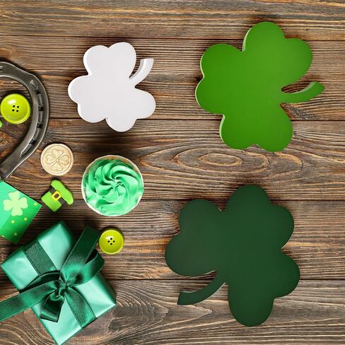 St Patricks Day Decorations Wooden Shamrock Tabletop Set – 3 Piece Green Clover Freestanding Tiered Tray Decor for Home Office Mantel Shelf Display in Saudi Arabia
