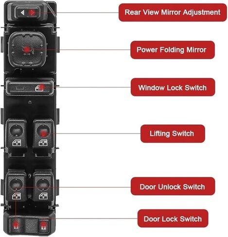 15883429 Front Left Master Power Window Switch Module Door Lock With Folding Mirror Compatible With Hummer H2 2003 2004 2005 2006 2007 in Kuwait