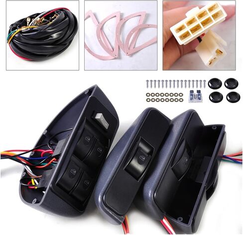 Car Universal Grey Power Window Switch Lock Kit 4 Rocker 12V Compatible With Doors in Kuwait