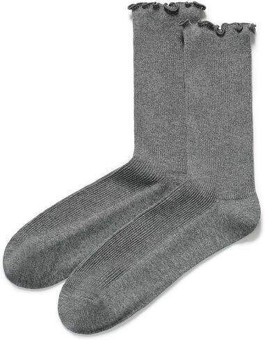 BEAU TODAY Womens Ruffle Crew Socks, Lovely Slouchy Soft Frilly Lettuce Trim Turn Cuff Cotton Calf Socks for Women in Saudi Arabia